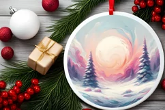 Winter Scene Digital Painting Christmas Ornament Product Image 2