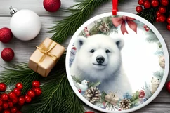 Winter Polar Bear Round Ornament Sublimation PNG Product Image 2
