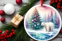 Round Christmas Ornament with Polar Bear PNG Product Image 2