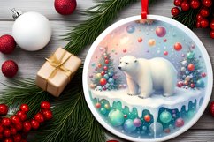 Round Christmas Ornament with Polar Bear PNG Product Image 2