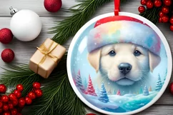 Melting Winter Scene Puppy Christmas Ornament Product Image 2