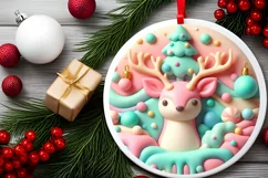 Polar Bear Christmas Deer Ornament Sublimation PNG Product Image 1