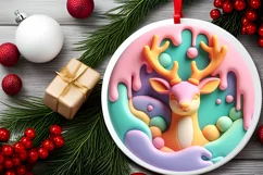 Polar Bear Christmas Deer Ornament Sublimation PNG Product Image 2