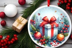 Colorful Gift Christmas Round Ornament Sublimation PNG Product Image 2