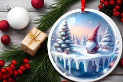 Round Christmas Ornament with Gnome PNG Product Image 2
