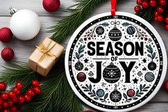 Season of Joy Round Christmas Ornament Sublimation PNG Product Image 2