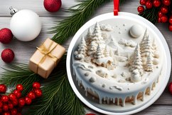 Round 3D Martzipan Winter Scene Ornament Sublimation PNG Product Image 2