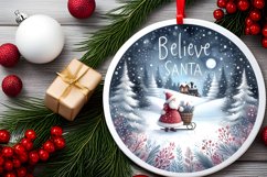 Winter Scene with Large Text Christmas Round Ornament Product Image 2