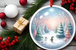 Round Christmas Ornament with Elf PNG Product Image 2