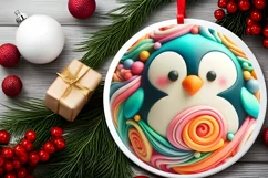 Pastel Penguin Ornament Sublimation PNG Product Image 2