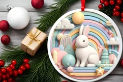 Round Christmas Ornament Sublimation|Clipart Product Image 2