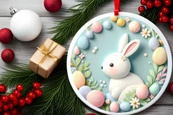 Round Christmas Ornament Sublimation|Clipart Product Image 2