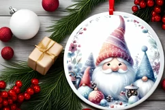 Christmas Gnomes Round Ornament Sublimation PNG Product Image 2