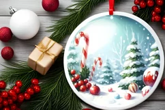 Round Christmas Ornament with Candies PNG Product Image 2