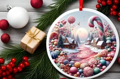 Christmas Candy Scene Round Ornament PNG Product Image 2