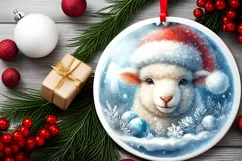 Winter Scene Lamb Christmas Ornament Product Image 1