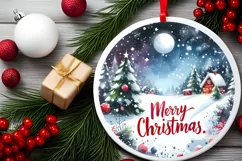 Winter Scene Merry Christmas Ornament Sublimation PNG Product Image 2