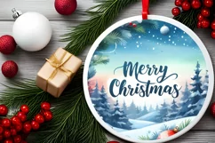 Winter Scene Merry Christmas Ornament Sublimation PNG Product Image 2
