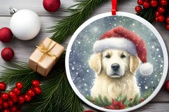 Christmas Dog Round Ornament Sublimation PNG Product Image 2