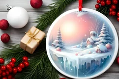Round Christmas Ornament with Sleigh PNG Product Image 2