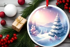 Round Christmas Ornament with Sleigh PNG Product Image 2