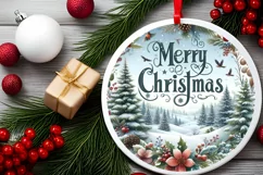 Christmas Scene Round Ornament PNG Product Image 2