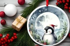 Penguin Round Ornament Sublimation PNG Product Image 2