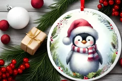 Penguin Round Ornament Sublimation PNG Product Image 2