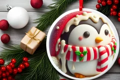 3D Penguin Christmas Ornament Sublimation PNG Product Image 2