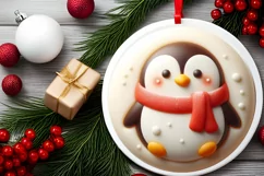 3D Penguin Christmas Ornament Sublimation PNG Product Image 2