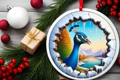 Peacock Smiling Round Ornament Sublimation PNG Product Image 2