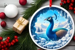 Peacock Smiling Round Ornament Sublimation PNG Product Image 2