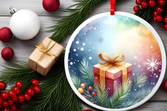 Colorful Christmas Gift Round Ornament Sublimation PNG Product Image 2