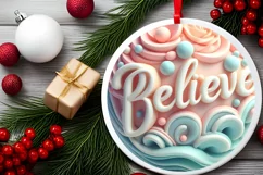BELIEVE Round Ornament Sublimation PNG Product Image 2
