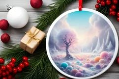 Winter Scene Digital Painting Christmas Ornament Product Image 1