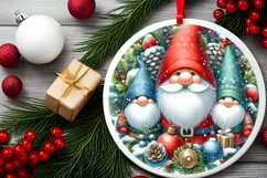 Gnome Round Ornament Sublimation PNG Product Image 2