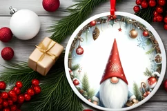 Gnome Round Ornament Sublimation PNG Product Image 2