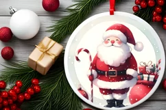 Santa Round Ornament Sublimation PNG Product Image 2