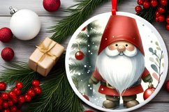 Christmas Gnome Round Ornament Sublimation PNG Product Image 2