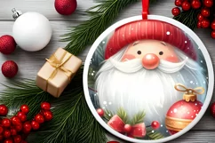 Christmas Gnome Round Ornament Sublimation PNG Product Image 2
