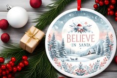 Winter Scene with Believe in Santa Round Ornament Product Image 2