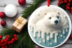 Melting 3D Polar Bear Christmas Ornament PNG Product Image 2