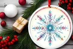 Colorful Snowflake Christmas Ornament PNG Product Image 1