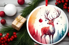 Colorful Deer Christmas Ornament PNG Product Image 2