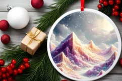 Pastel Winter Scene Ornament Sublimation PNG Product Image 2