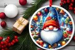 Melting Winter Gnome Round Ornament Sublimation PNG Product Image 1