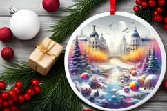 Round Melting Winter Scene Spain Ornament PNG Product Image 2