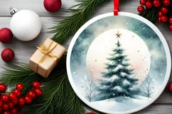 Christmas Tree Round Ornament Sublimation PNG Product Image 2