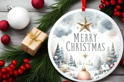Round Melting Winter Scene Merry Christmas Ornament PNG Product Image 2