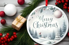 Round Melting Winter Scene Merry Christmas Ornament PNG Product Image 2